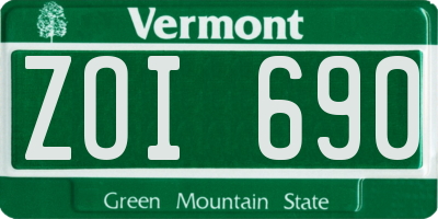 VT license plate ZOI690