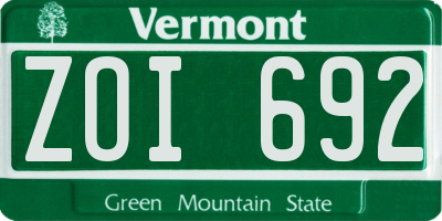 VT license plate ZOI692
