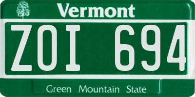 VT license plate ZOI694