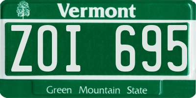 VT license plate ZOI695