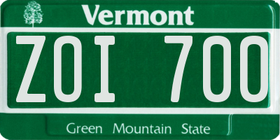 VT license plate ZOI700