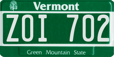 VT license plate ZOI702