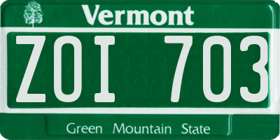 VT license plate ZOI703