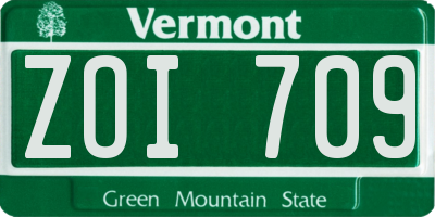 VT license plate ZOI709