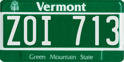 VT license plate ZOI713