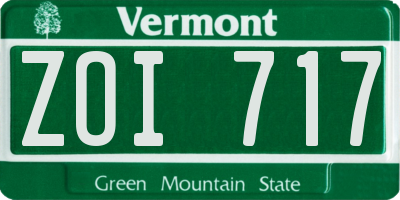 VT license plate ZOI717