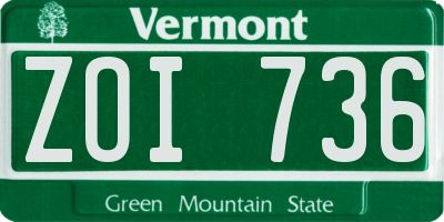 VT license plate ZOI736