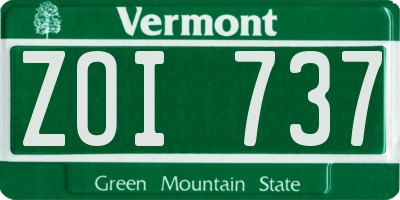 VT license plate ZOI737
