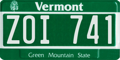 VT license plate ZOI741
