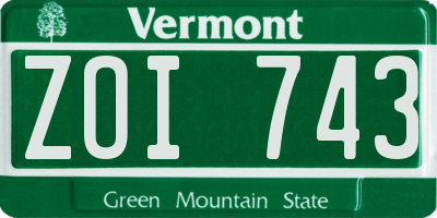 VT license plate ZOI743