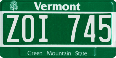 VT license plate ZOI745