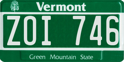 VT license plate ZOI746