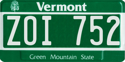 VT license plate ZOI752