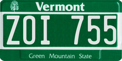 VT license plate ZOI755