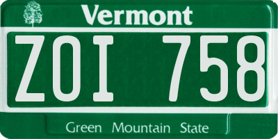 VT license plate ZOI758