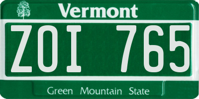 VT license plate ZOI765