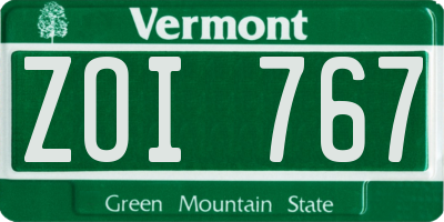 VT license plate ZOI767