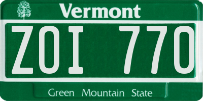 VT license plate ZOI770