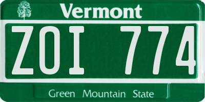VT license plate ZOI774