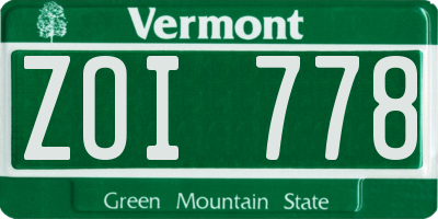 VT license plate ZOI778
