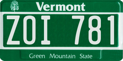 VT license plate ZOI781