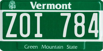 VT license plate ZOI784