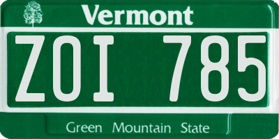 VT license plate ZOI785