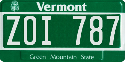 VT license plate ZOI787