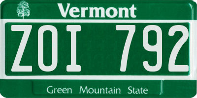 VT license plate ZOI792