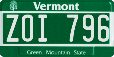 VT license plate ZOI796