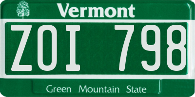 VT license plate ZOI798