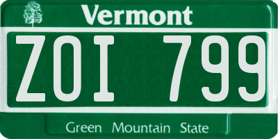 VT license plate ZOI799