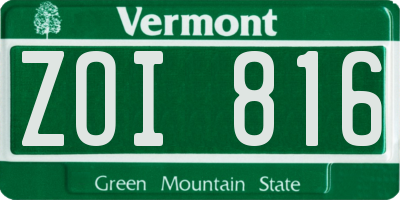 VT license plate ZOI816