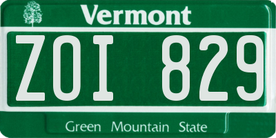 VT license plate ZOI829