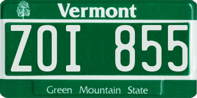 VT license plate ZOI855