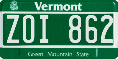 VT license plate ZOI862