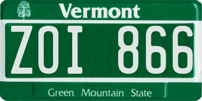 VT license plate ZOI866