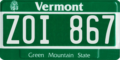 VT license plate ZOI867
