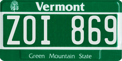 VT license plate ZOI869