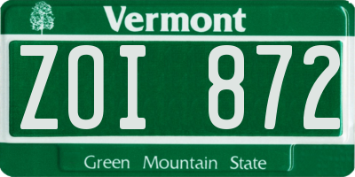 VT license plate ZOI872