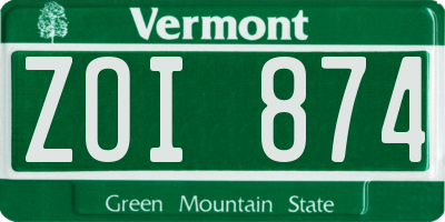 VT license plate ZOI874