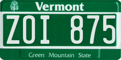 VT license plate ZOI875