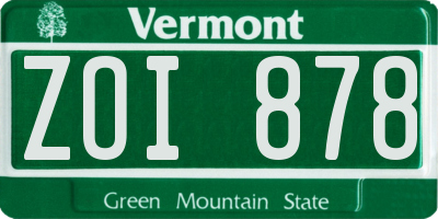 VT license plate ZOI878