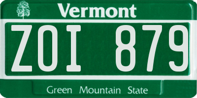 VT license plate ZOI879