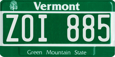 VT license plate ZOI885