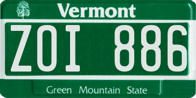 VT license plate ZOI886