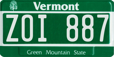 VT license plate ZOI887