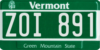 VT license plate ZOI891