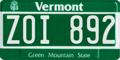 VT license plate ZOI892