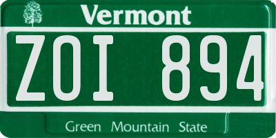 VT license plate ZOI894